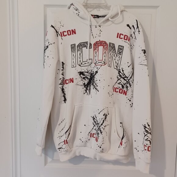 Icon Ice Paint Splatter Hoodie Men Large Graphic All Over Print Streetwe… - Picture 2 of 7